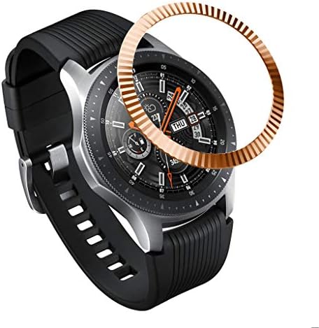 CHUNKUNA Bezel Ring Protection Adhesive Cover Anti Scratch For Samsung Galaxy Watch 46MM Bezel Ring Adhesive Cover Anti Scratch Metal (Rose Gold 02)