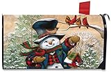 Winter Friends Snowman Magnetic Mailbox Cover Primitive Standard