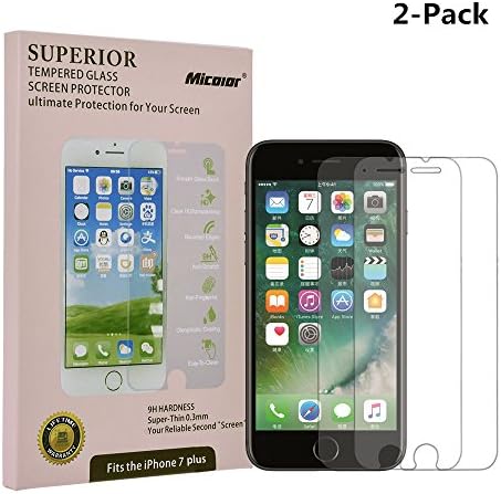 iPhone 7 Plus Screen Protector Glass, Micolor [2-Pack] Tempered Glass Screen Protector for Apple iPhone 7 Plus with 3D Touch Compatible and Case Friendly