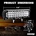 oEdRo LED Light Bar 12 Inch 180W Tri-Row Work Lights Spot Flood Combo Beam Driving Fog Lamp with w/Wiring Harness, Fit for Off Road Truck Car Jeep Boat SUV ATV UTV Pickup