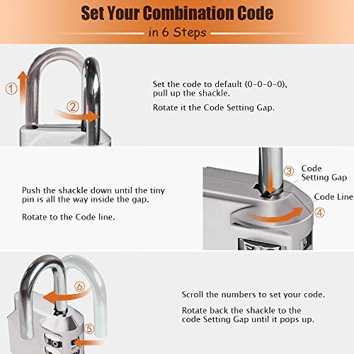 Connyam 2 Pack 4 Digit Combination Padlock, Luggage Lock Number Code Lock for Travel Suitcases Luggage Bag School Gym Lockers Filing Toolbox Case Door Fence Hasp Cabinet Storage