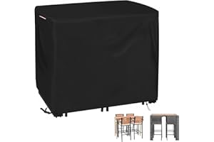 Loenel Outdoor Bar Table Set Cover, Heavy Duty Waterproof Outdoor Wicker Patio Bar Height Bistro Furniture Set Cover for 4 Person-Patio Table and Chairs Set - 48"L x 38"W x 41"H