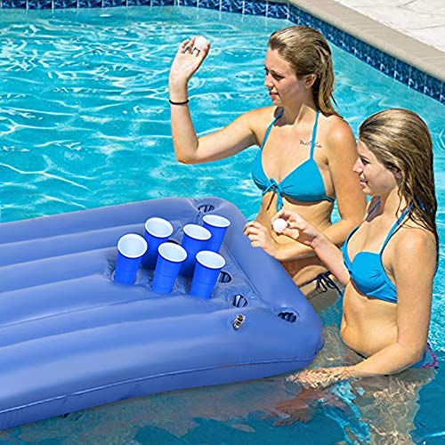 Faburo Beer Pong Air Mattress, Beer Pong Table, 155 x 75 x 13 cm, Inflatable Beer Pong Air Mattress, Party Game Drinking Game, Without Cup