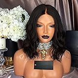Lace Front Wig Body Wave Human Hair Glueless Full Lace Wigs Bob Brazilian Virgin Hair Natural Looking Middle Part 130 Density With Baby Hair For Black Women (12 Inch, Lace Front Wig)