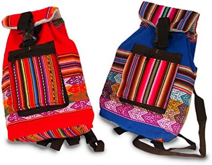 Wholesale Pack Pair of Children Woven Cotton Back Pack 10"x 13" Peru Fair Trade