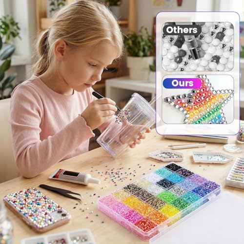 Resin Jelly Rhinestones Kit for Bedazzling - 32,000pcs 3mm DIY Bulk Resin Gems Set with 3 Glues, Pickup Pen & Tweezers for Crafting, Nail Art, Tumblers, Shoes and Clothing Embellishments (24)