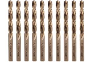 3/8" M35 Cobalt HSS Jobber Length Twist Drill Bit with Straight Shank,Heavy Duty, Pack of 10 PCS, Drilling for Cast Iron, Heat-Treated Steel, Stainless Steel and Other Hard Materials by LU&MN