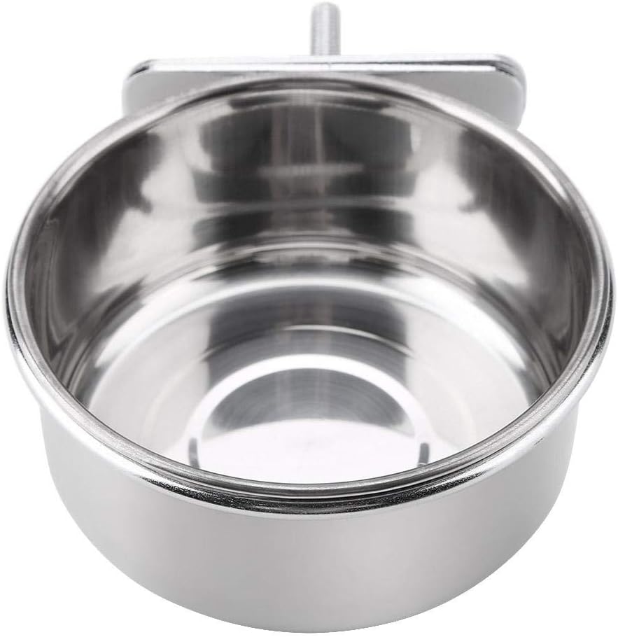 Parrot Feeding Bowl, Parrot Parakeet Stainless Steel Food Water Feeder Bird Cage Accessory(S), Silver