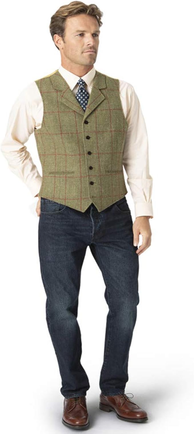 Mens Harris Tweed Valtos Waistcoat by Brook Taverner 38R Amazon.co.uk Clothing