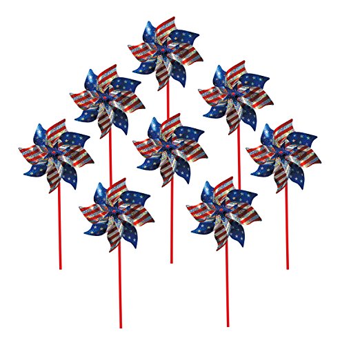 In the Breeze 2749 Stars and Stripes Pinwheel, 8-Inch, Stars & Stripes / 8 Pieces