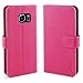 S6 Edge Case, TAURI [Stand Feature] Samsung Galaxy S6 Edge Wallet Leather Case with Stand, ID & Credit Card Pockets Flip Cover (Not fit for Galaxy S6 Edge Plus) - Hot Pink