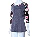 Usstore Women Blouse Floral Printing Half Sleeve Round Neck Splice T-Shirt Tops (M)
