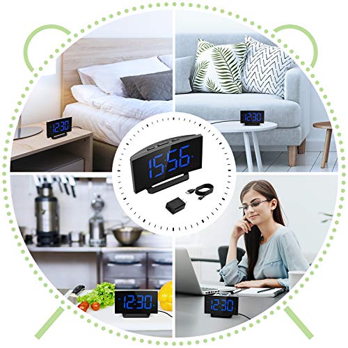 Mpow Digital Alarm Clock, 5'' Curved LED Screen, 6 Brightness, 3 Alarm