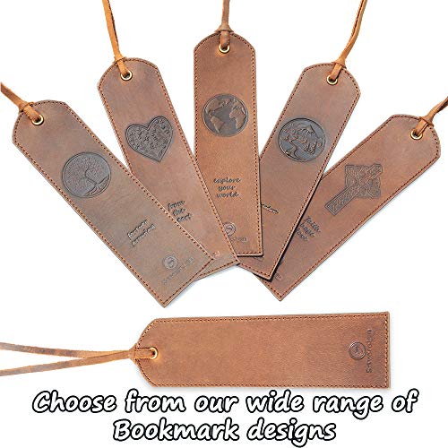 Leather Bookmark Handmade with Cross Design - Pack of 2 Genuine Leather Book Marks - Perfect Bookmark for Men Women and Kids | Great Idea for Leather Gifts for Bookworms Writers Relatives and Friends