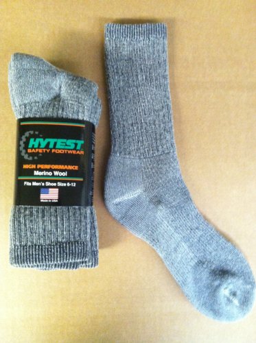 Hytest Safety Footwear High Performance 71% Merino Wool Socks Size 10-13 Made in USA - 12 Pair