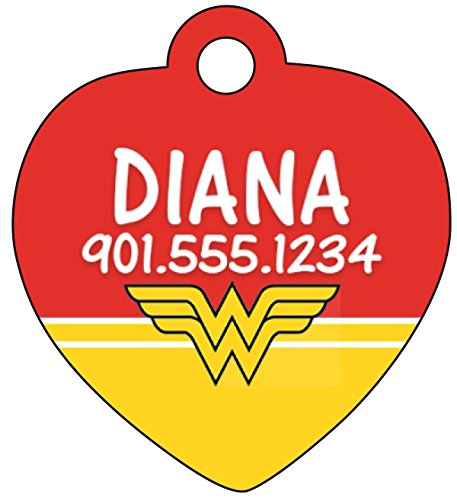 Wonder Woman Pet Id Tag for Dogs & Cats Personalized w/ Name & Number