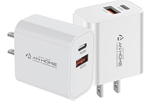 ANHOME SMART HOME AnHome 2-Pack 20W USB C Dual Ports Fast Charger Block PD, Type C Fast Wall Charger Brick Compatible with iPad, Tablets Android, iPhone 11/12/13/14/15 Pro Max and More