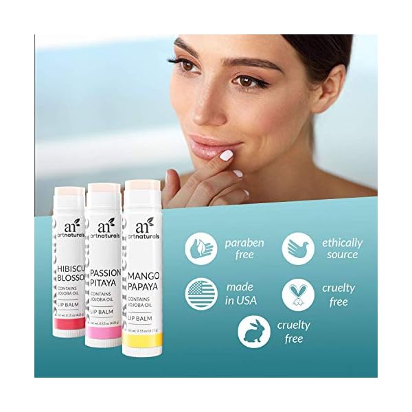 ArtNaturals-Natural-Lip-Balm-Beeswax-6-x-15-Oz-425g-Gift-Set-of-Assorted-Flavors-Chapstick-for-Dry-Chapped-Cracked-lips-Lip-Repair-Therapy-with-Aloe-Vera-Coconut-Castor-Jojoba-Oil Artnaturals Natural Lip Balm Beeswax - Gift Set of Assorted Flavors - Chapstick for Dry, Chapped & Cracked lips - Lip…