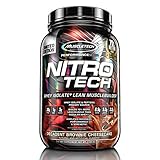 MuscleTech NitroTech Protein Powder Plus Muscle Builder, 100% Whey Protein with Whey Isolate, Decadent Brownie Cheesecake, 20 Servings (2lbs)
