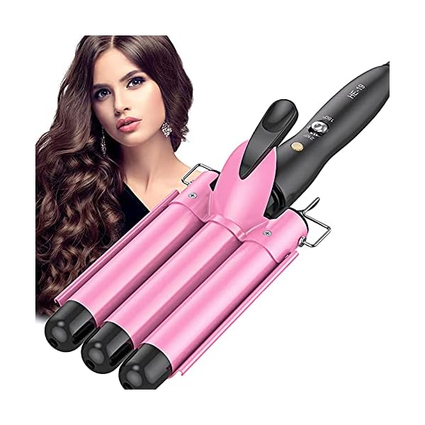 3-Barrel-Hair-Waver-BESTOPE-Hair-crimpersTongs-25mm-Hair-Curling-Iron-Tourmaline-Ceramic-Curling-Wand-Beach-Wave-for-Long-Hair-Styling-with-2-Temperature-Mode-Control-Pink 3 Barrel Hair Waver, BESTOPE Hair crimpers/Tongs 25mm Hair Curling Iron Tourmaline Ceramic Curling Wand Beach Wave for…