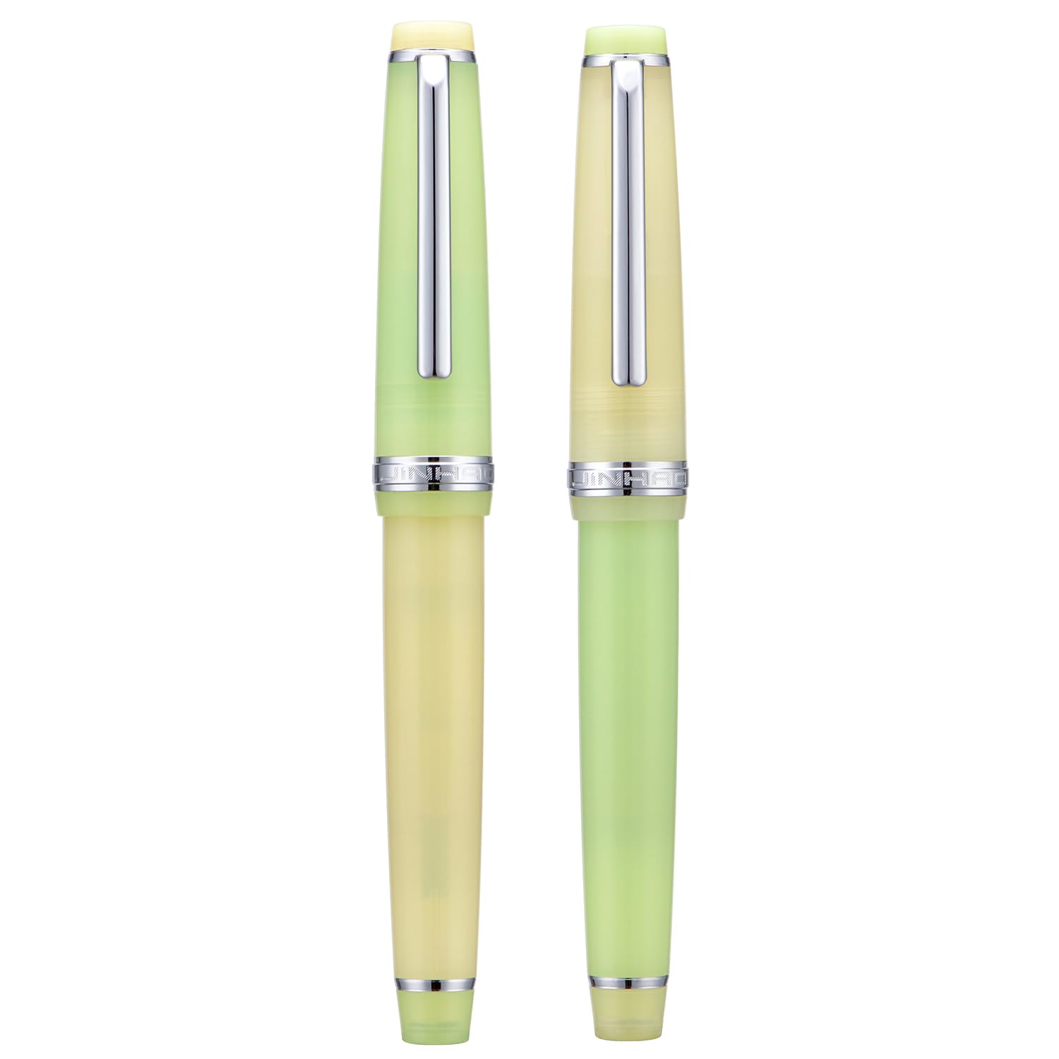 Photo 1 of 2PCS Jinhao 82 Resin Fountain Pen EF&F Nib with Converter, Mixed Transparent Green & Cream Silver Trim Writing Pen Set