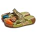 gracosy Leather Slipper, Women's Oxford Slipper Vintage Slip-Ons Mule Clog Colorful Flower Backless Loafer Shoes