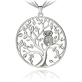 Pendant Necklace ¡°Family Tree of Life¡± Owl Necklace for Women Mother¡¯s Day Gift Silver