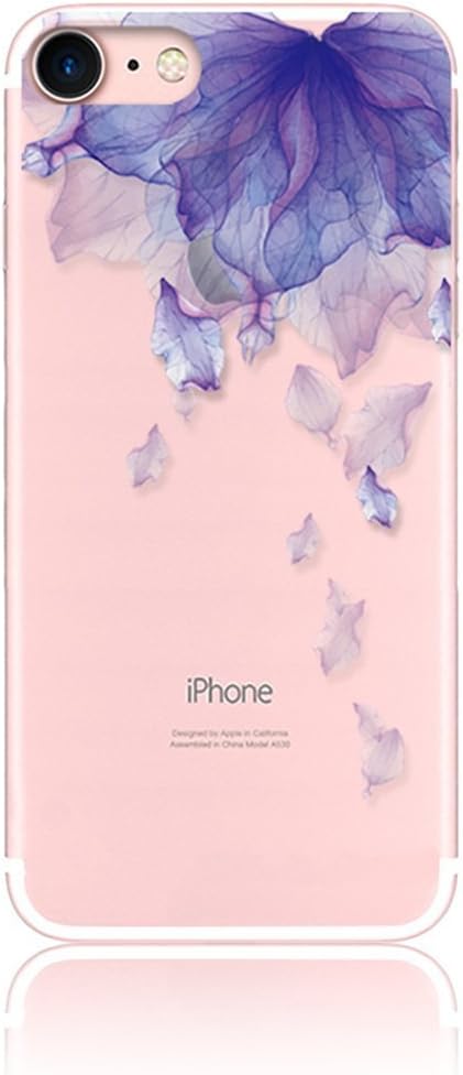 Crazylemon Ultra Slim Transparent Soft Tpu Silicone Back Rubber Bumper With Clear Flexible Protector Cover Case For Iphone 7 And Iphone 8 Purple Flower