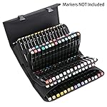 BTSKY New 120 Slots Marker Case Lipstick Organizer--Canvas Markers Holder for for Primascolor Markers and Copic Sketch Markers (Black)