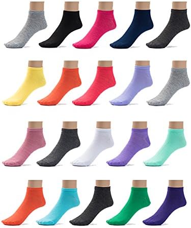 18 Pairs Womens Low Cut No Show Ankle Socks, Fun Novelty Colors Thin Multi Value Bulk Pack
