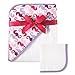 Hudson Baby Print Woven Hooded Towel and Washcloth, Girl, Seahorse Print
