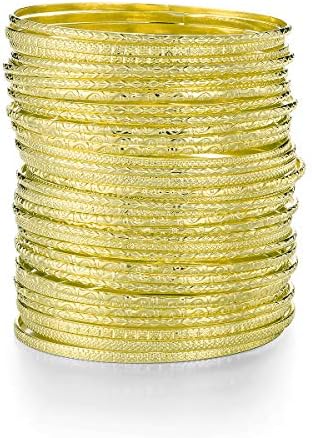 EnsoulFlower Mixed Metal Aztec African Indian Vintage Multi Bangles Bracelets for Women Set of 36