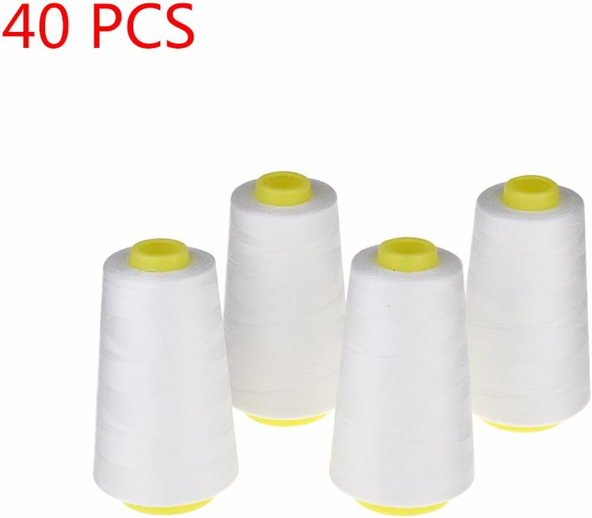 Candora 4 Cones (3000 Yards Each) Sewing Threads Polyester Threads Spool of Threads (402#) for Sewing Machine and Hand (White)