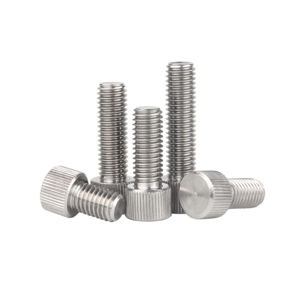 FEEIMOL Knurled Thumb Screws Stainless Steel Flat Head Knurled Machine Screws M3x5mm (10 pcs)