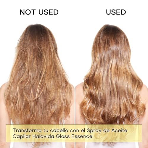 HALOVIDA Aceite para Cabello, Protector Térmico, Antifrizz, Fortalece el Cabello y lo Nutre en Profundidad, Dejando un Acabado Brillante y Sedoso, Apto para Todo Tipo de Cabello, con Fórmula Protectora del Color, 80 ml