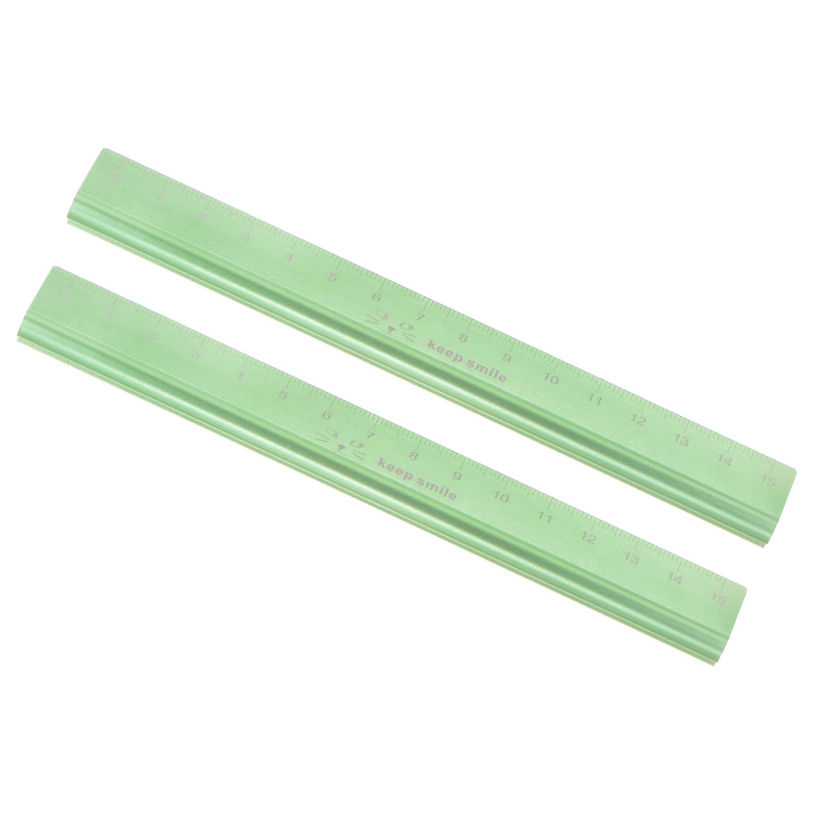 Kozelo 2pcs Hollow Scale Ruler - [15cm] Aluminum Triangular Hollow Straight Metal Ruler Green for Measurement Drawing Engineer Office Classroom Use, 1mm Minimum Scale