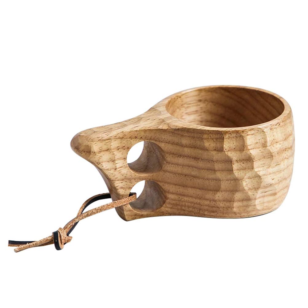 Bireegoo Nordic Finnish Kuksa Wood Cup Handmade Wooden Cup Coffee Cup Traditional Wooden Cup(200ml)