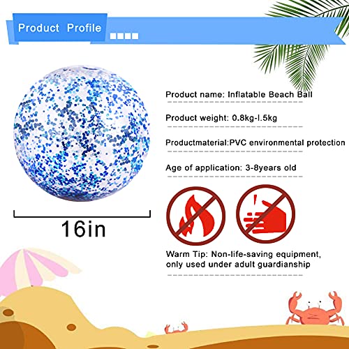 16 Inch Inflateable Glitter Beach Ball Sequin Beach Ball Pool Water Fun Toys for Kids Summer Parties Pool Party Favors