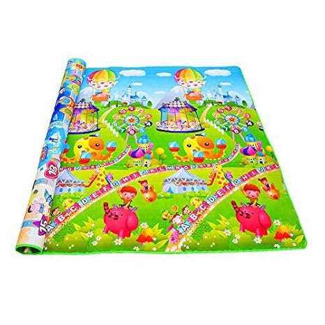 Fancy Walas Presents Anti Skid,Double Sided Baby Crawling Playmat for Child Activity Foam Floor Soft Kid Reversible PVC Plastic Kids & Baby Play Kids Safety Play Yoga Mat (119X177cm, Multi)
