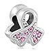 Q&Locket Breast Cancer Awareness Pink Ribbon Charms Fit Bracelet