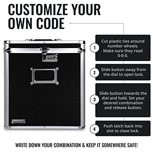 Vaultz Vinyl Record Storage Box Locking 50 Album Holder & Organizer