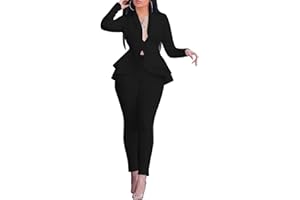 Salimdy Sexy 2 Piece Outfits for Women Long Sleeve Solid Blazer with Pants Casual Elegant Business Suit Sets