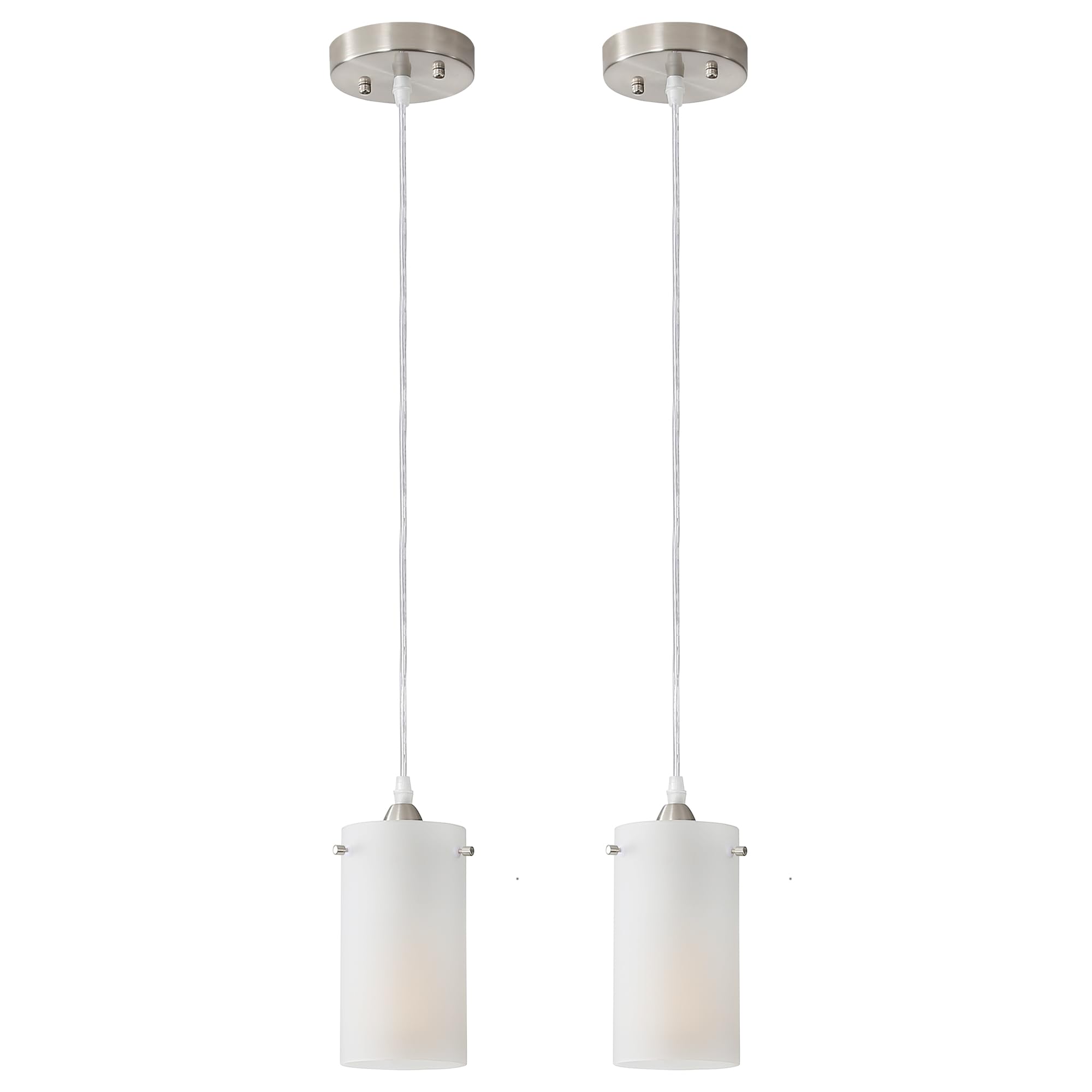 Photo 1 of ***MISSING PARTS***
Eietonte 1-Light Mini Pendant Light Fixtures, Modern Chandelier Hanging Ceiling Light with White Frosted Shade, Brushed Nickel Pendant Lighting Adjustable Height, 2 Pack