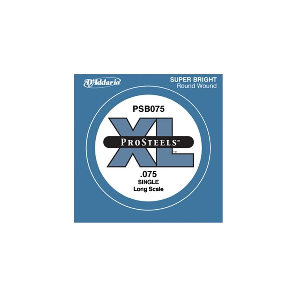 D'Addario PSB075 ProSteels Bass Guitar Single String, Long Scale, .075