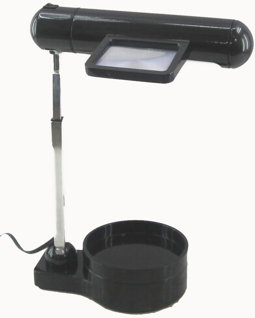 Normande Lighting GP3-769A-BK 13W Daylight Spectrum Desk Lamp with Magnifier and Organizer Base, Black