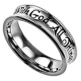 With God All Things Are Possible Truth Band Silver Stainless Steel Small Cut With Verse Matthew 19:26