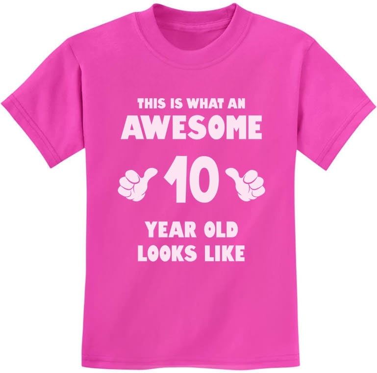 TstarsAwesome 10 Year Old Birthday Shirt for Kids - Funny Gift for Boy or Girl Age 10 - Youth Celebration T-Shirt