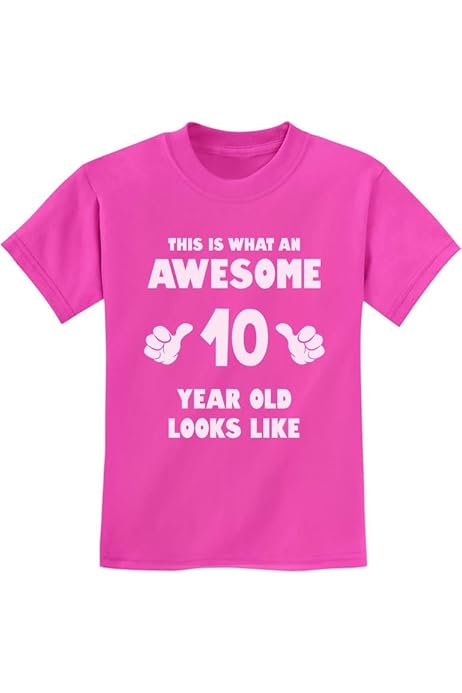 Awesome 10 Year Old 10th Birthday Shirt Gifts for Girls Boys Youth Kids T-Shirt