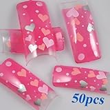 350BUY Sweet Clear Pink Hearts Acrylic French False Nail Art Tips 50pcs