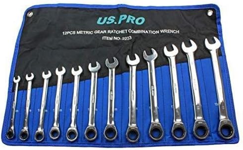 US Pro Professional Trade Quality 12 Piece Metric Combination Ratchet Spanner Set, 8-19mm B2233, Blue" Or "Red - Image 5